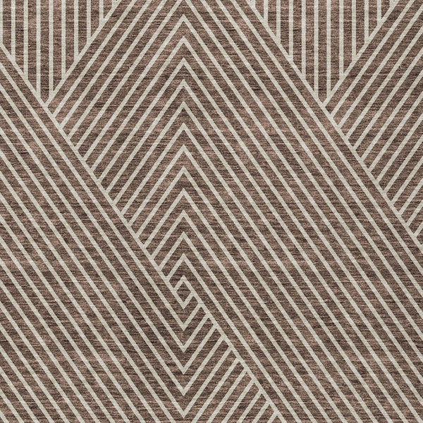 Homeroots 3' X 5' Stylish Geometric Washable Area Rug For Indoor And Outdoor Spaces - Durable & Versatile Design Brown Polyester 612119