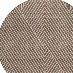 Homeroots 3' X 5' Stylish Geometric Washable Area Rug For Indoor And Outdoor Spaces - Durable & Versatile Design Brown Polyester 612120