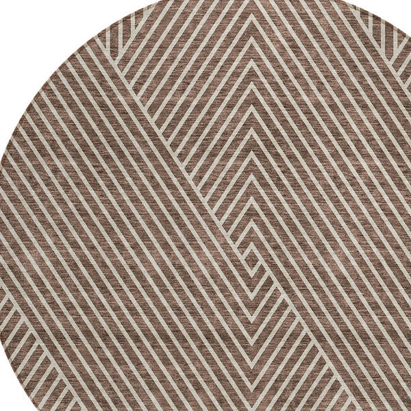 Homeroots 3' X 5' Stylish Geometric Washable Area Rug For Indoor And Outdoor Spaces - Durable & Versatile Design Brown Polyester 612120