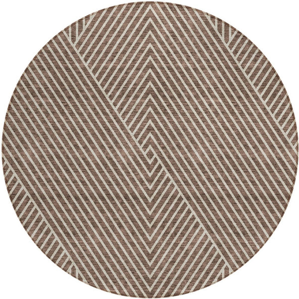 Homeroots 3' X 5' Stylish Geometric Washable Area Rug For Indoor And Outdoor Spaces - Durable & Versatile Design Brown Polyester 612120