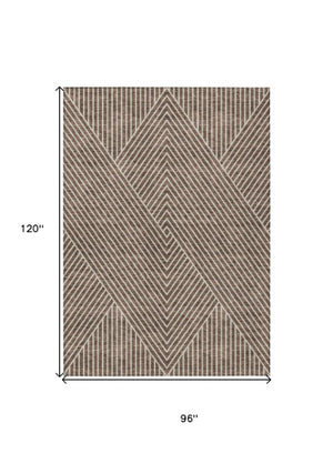 Homeroots 3' X 5' Stylish Geometric Washable Area Rug For Indoor And Outdoor Spaces - Durable & Versatile Design Brown Polyester 612121