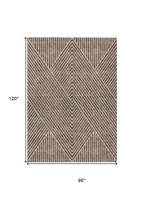 Homeroots 3' X 5' Stylish Geometric Washable Area Rug For Indoor And Outdoor Spaces - Durable & Versatile Design Brown Polyester 612121