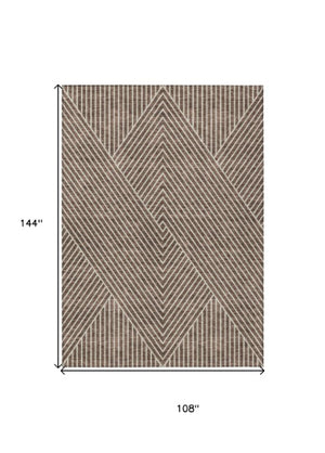 Homeroots 3' X 5' Stylish Geometric Washable Area Rug For Indoor And Outdoor Spaces - Durable & Versatile Design Brown Polyester 612122