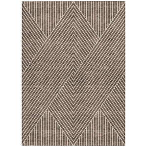Homeroots 3' X 5' Stylish Geometric Washable Area Rug For Indoor And Outdoor Spaces - Durable & Versatile Design Brown Polyester 612123