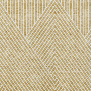 Homeroots 3' X 5' Stylish Geometric Washable Area Rug For Indoor And Outdoor Spaces - Durable & Versatile Design Gold Polyester 612125
