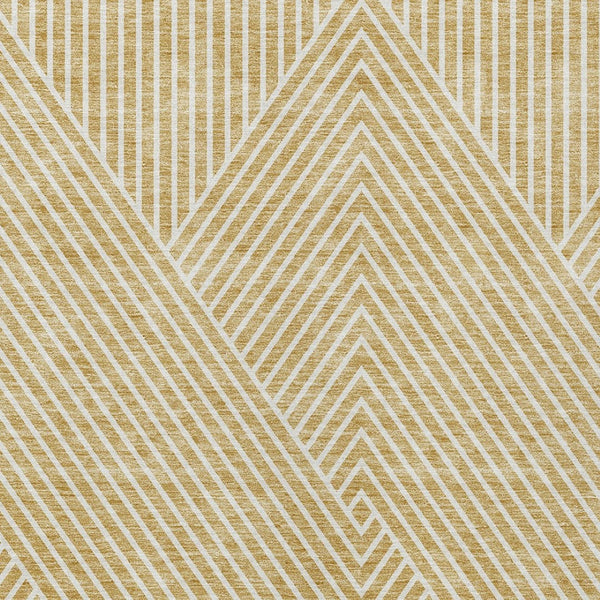 Homeroots 3' X 5' Stylish Geometric Washable Area Rug For Indoor And Outdoor Spaces - Durable & Versatile Design Gold Polyester 612125