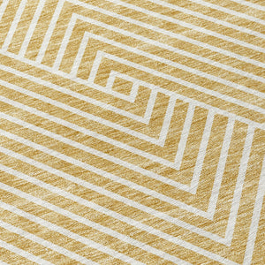 Homeroots 3' X 5' Stylish Geometric Washable Area Rug For Indoor And Outdoor Spaces - Durable & Versatile Design Gold Polyester 612126
