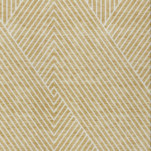 Homeroots 3' X 5' Stylish Geometric Washable Area Rug For Indoor And Outdoor Spaces - Durable & Versatile Design Gold Polyester 612128