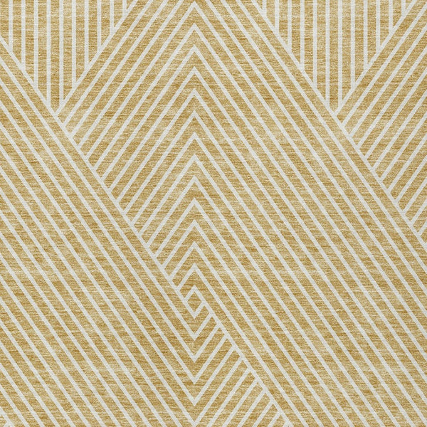 Homeroots 3' X 5' Stylish Geometric Washable Area Rug For Indoor And Outdoor Spaces - Durable & Versatile Design Gold Polyester 612129