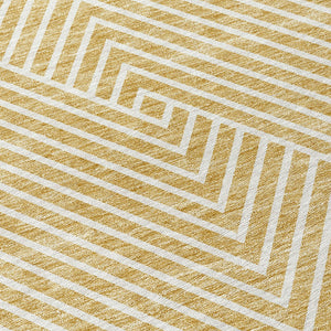 Homeroots 3' X 5' Stylish Geometric Washable Area Rug For Indoor And Outdoor Spaces - Durable & Versatile Design Gold Polyester 612129