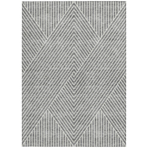 Homeroots 3' X 5' Stylish Geometric Washable Area Rug For Indoor And Outdoor Spaces - Durable & Versatile Design Gray Polyester 612131