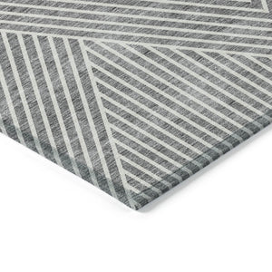 Homeroots 3' X 5' Stylish Geometric Washable Area Rug For Indoor And Outdoor Spaces - Durable & Versatile Design Gray Polyester 612131