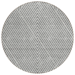 HomeRoots 5' Modern Gray and Ivory Geometric Washable Area Rug for Indoor and Outdoor Spaces, Durable Design 8' Round 612132