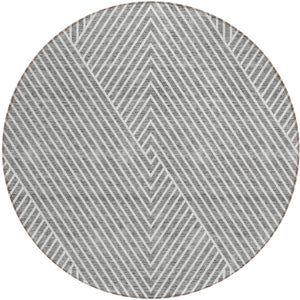 Homeroots 3' X 5' Stylish Geometric Washable Area Rug For Indoor And Outdoor Spaces - Durable & Versatile Design Gray Polyester 612132