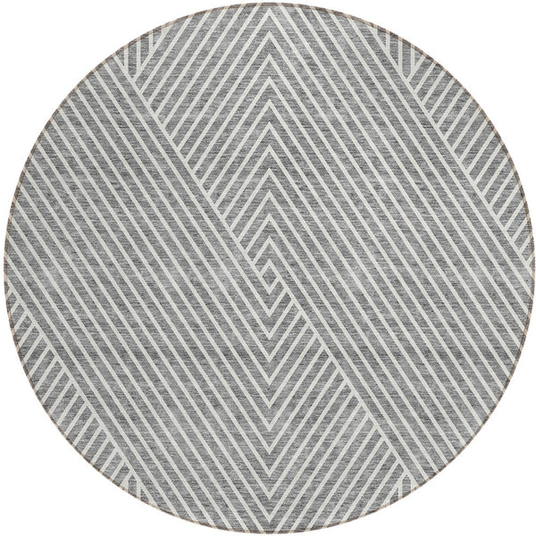Homeroots 3' X 5' Stylish Geometric Washable Area Rug For Indoor And Outdoor Spaces - Durable & Versatile Design Gray Polyester 612132