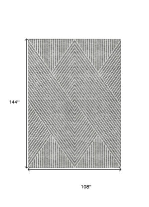 Homeroots 3' X 5' Stylish Geometric Washable Area Rug For Indoor And Outdoor Spaces - Durable & Versatile Design Gray Polyester 612134
