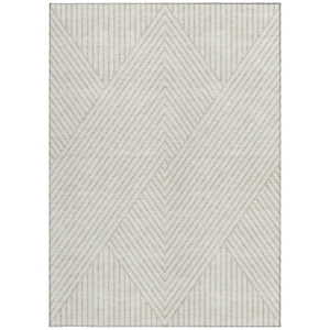 Homeroots 3' X 5' Stylish Geometric Washable Area Rug For Indoor And Outdoor Spaces - Durable & Versatile Design Ivory Polyester 612136