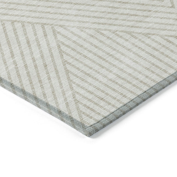 Homeroots 3' X 5' Stylish Geometric Washable Area Rug For Indoor And Outdoor Spaces - Durable & Versatile Design Ivory Polyester 612136