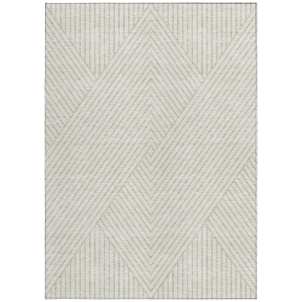 Homeroots 3' X 5' Stylish Geometric Washable Area Rug For Indoor And Outdoor Spaces - Durable & Versatile Design Ivory Polyester 612137