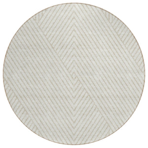HomeRoots 5' Stylish Ivory and Pale Beige Geometric Area Rug for Indoor and Outdoor Use – Washable Design 8' Round 612138