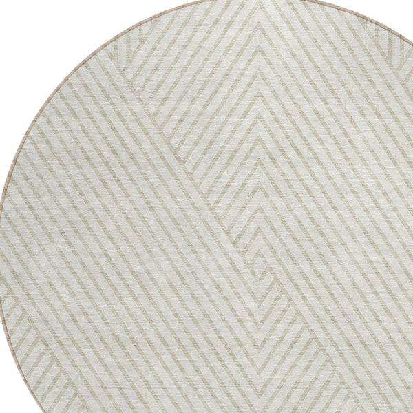Homeroots 3' X 5' Stylish Geometric Washable Area Rug For Indoor And Outdoor Spaces - Durable & Versatile Design Ivory Polyester 612138