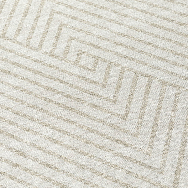 Homeroots 3' X 5' Stylish Geometric Washable Area Rug For Indoor And Outdoor Spaces - Durable & Versatile Design Ivory Polyester 612138