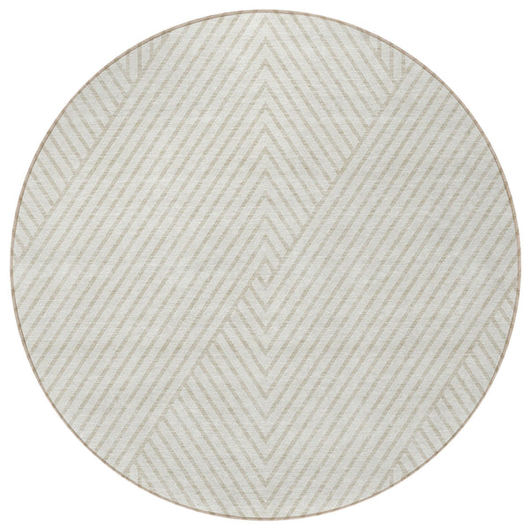 Homeroots 3' X 5' Stylish Geometric Washable Area Rug For Indoor And Outdoor Spaces - Durable & Versatile Design Ivory Polyester 612138