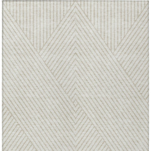 Homeroots 3' X 5' Stylish Geometric Washable Area Rug For Indoor And Outdoor Spaces - Durable & Versatile Design Ivory Polyester 612139