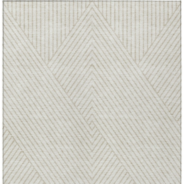 Homeroots 3' X 5' Stylish Geometric Washable Area Rug For Indoor And Outdoor Spaces - Durable & Versatile Design Ivory Polyester 612139