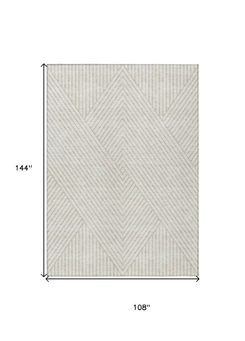 Homeroots 3' X 5' Stylish Geometric Washable Area Rug For Indoor And Outdoor Spaces - Durable & Versatile Design Ivory Polyester 612140