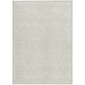 Homeroots 3' X 5' Stylish Geometric Washable Area Rug For Indoor And Outdoor Spaces - Durable & Versatile Design Ivory Polyester 612140