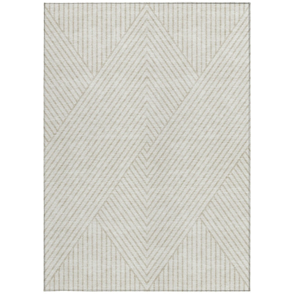 Homeroots 3' X 5' Stylish Geometric Washable Area Rug For Indoor And Outdoor Spaces - Durable & Versatile Design Ivory Polyester 612140