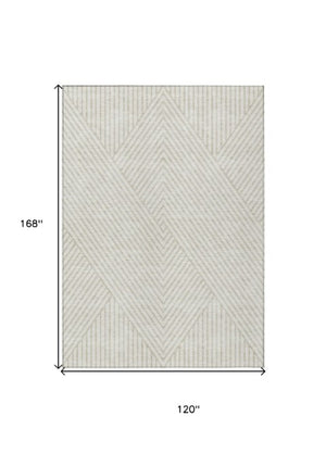 Homeroots 3' X 5' Stylish Geometric Washable Area Rug For Indoor And Outdoor Spaces - Durable & Versatile Design Ivory Polyester 612141