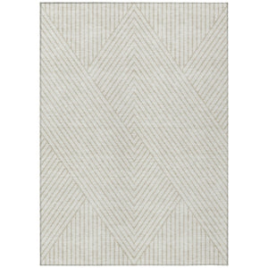 HomeRoots 5' Stylish Ivory and Pale Beige Geometric Area Rug for Indoor and Outdoor Use – Washable Design 10' X 14' 612141