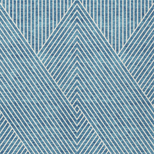 Homeroots 3' X 5' Stylish Geometric Washable Area Rug For Indoor And Outdoor Spaces - Durable & Versatile Design Teal Blue Polyester 612142