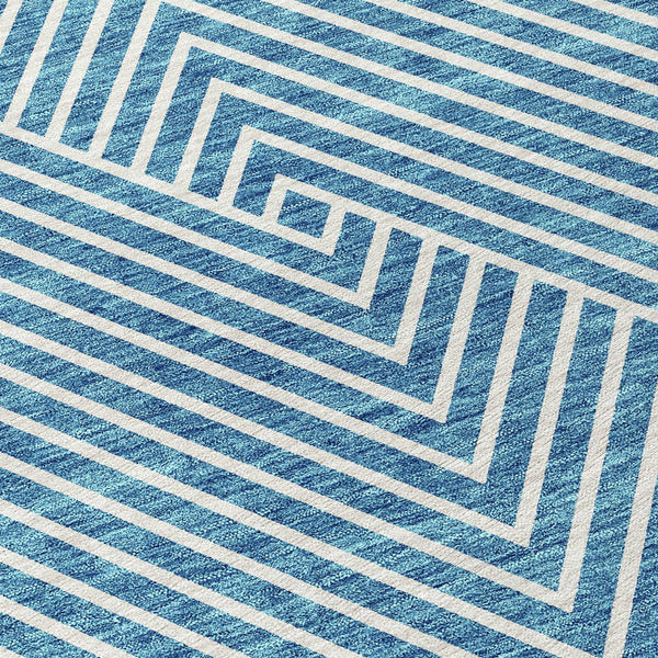 Homeroots 3' X 5' Stylish Geometric Washable Area Rug For Indoor And Outdoor Spaces - Durable & Versatile Design Teal Blue Polyester 612142