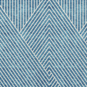 Homeroots 3' X 5' Stylish Geometric Washable Area Rug For Indoor And Outdoor Spaces - Durable & Versatile Design Teal Blue Polyester 612143
