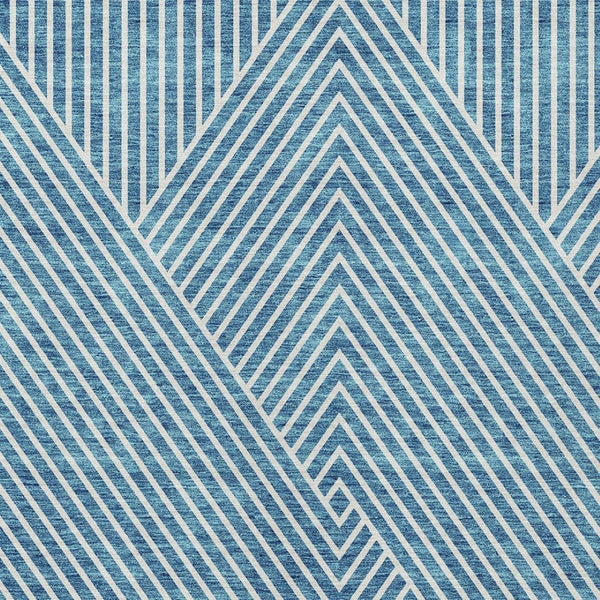 Homeroots 3' X 5' Stylish Geometric Washable Area Rug For Indoor And Outdoor Spaces - Durable & Versatile Design Teal Blue Polyester 612143