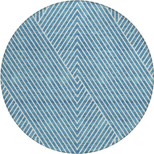 Homeroots 3' X 5' Stylish Geometric Washable Area Rug For Indoor And Outdoor Spaces - Durable & Versatile Design Teal Blue Polyester 612144