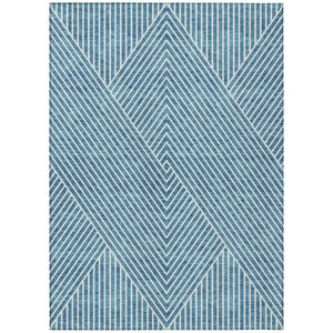 HomeRoots 5' Stylish Teal Blue and Ivory Geometric Area Rug – Durable, Washable Design for Indoor & Outdoor Use 8' X 10' 612145