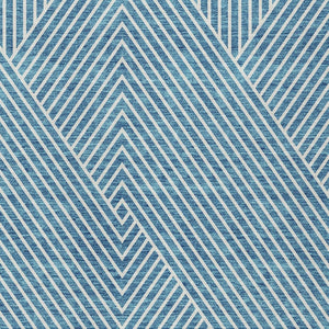Homeroots 3' X 5' Stylish Geometric Washable Area Rug For Indoor And Outdoor Spaces - Durable & Versatile Design Teal Blue Polyester 612145