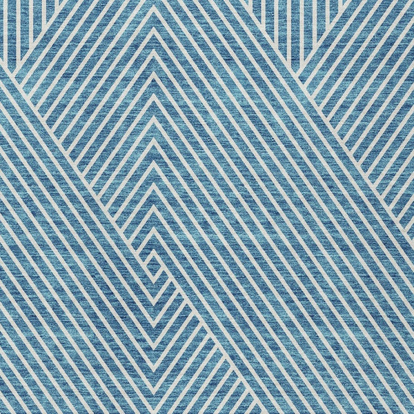 Homeroots 3' X 5' Stylish Geometric Washable Area Rug For Indoor And Outdoor Spaces - Durable & Versatile Design Teal Blue Polyester 612145