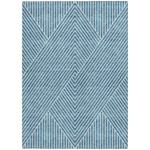 Homeroots 3' X 5' Stylish Geometric Washable Area Rug For Indoor And Outdoor Spaces - Durable & Versatile Design Teal Blue Polyester 612146
