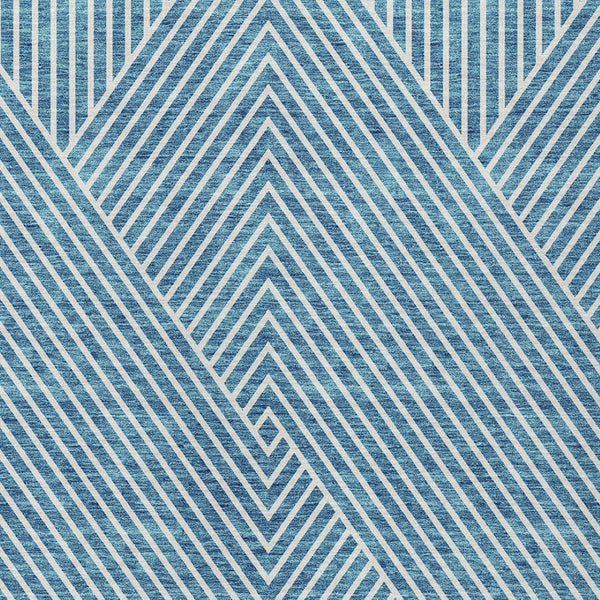 Homeroots 3' X 5' Stylish Geometric Washable Area Rug For Indoor And Outdoor Spaces - Durable & Versatile Design Teal Blue Polyester 612147