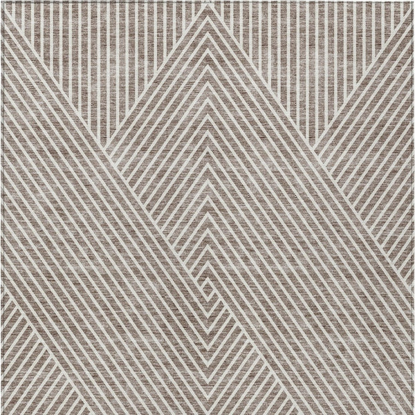 Homeroots 3' X 5' Stylish Geometric Washable Area Rug For Indoor And Outdoor Spaces - Durable & Versatile Design Taupe Polyester 612148