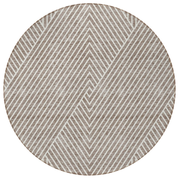 Homeroots 3' X 5' Stylish Geometric Washable Area Rug For Indoor And Outdoor Spaces - Durable & Versatile Design Taupe Polyester 612150