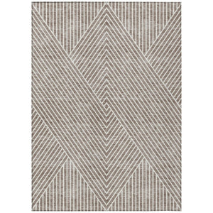 HomeRoots 5' Modern Taupe and Ivory Geometric Area Rug - Stylish, Washable, Durable for Indoor or Outdoor Use 8' X 10' 612151