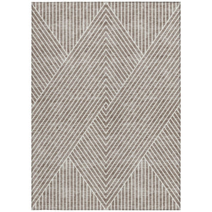 Homeroots 3' X 5' Stylish Geometric Washable Area Rug For Indoor And Outdoor Spaces - Durable & Versatile Design Taupe Polyester 612151