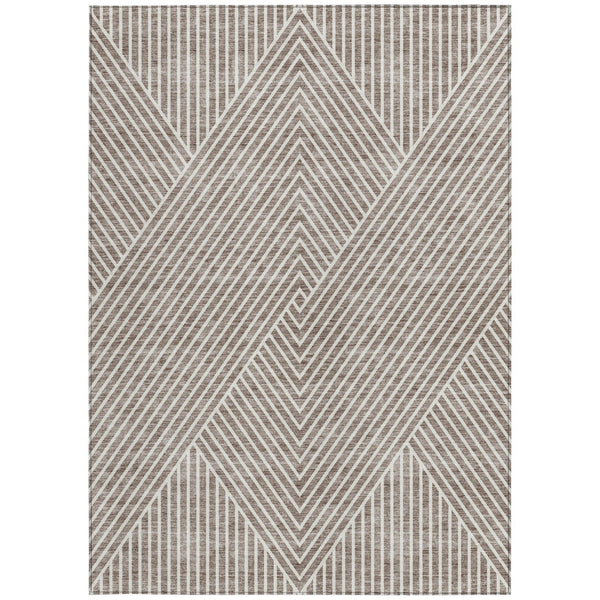 Homeroots 3' X 5' Stylish Geometric Washable Area Rug For Indoor And Outdoor Spaces - Durable & Versatile Design Taupe Polyester 612151