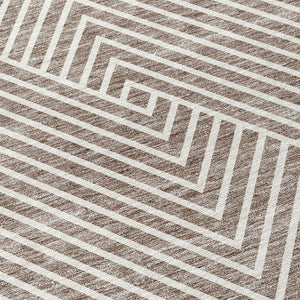 Homeroots 3' X 5' Stylish Geometric Washable Area Rug For Indoor And Outdoor Spaces - Durable & Versatile Design Taupe Polyester 612151
